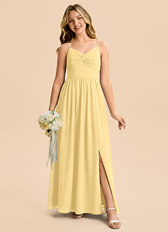Azazie Zeya Junior Butter A-Line Chiffon Dress image3