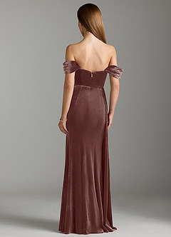 Azazie Amyra Bridesmaid Dresses Espresso Sheath Off the Shoulder Velvet Convertible Dress image10