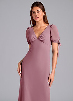 Azazie Pheby Bridesmaid Dresses Vintage Mauve A-Line Pleated Chiffon Dress image2