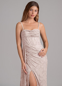 Azazie Amyra Bridesmaid Dresses Blushing Pink Mermaid Off the Shoulder Floral Burnout Convertible Dress image2