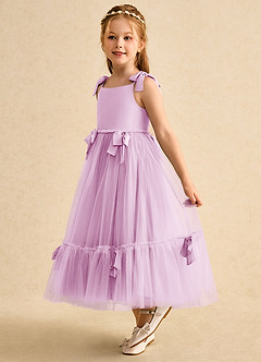 Azazie Jaci Blumenmädchenkleider A-Linie Spaghetti Riemen Chiffon Kleid Bonbonrosa image1