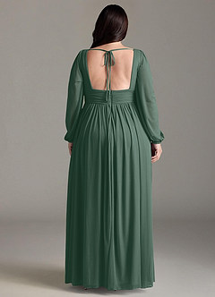Azazie Norah Bridesmaid Dresses Sea Moss A-Line V-Neck Long Sleeve Chiffon Dress image7