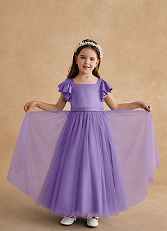 Azazie Suzy Flower Girl Klänningar Klänning A-Line i Tyll med ärmar image6