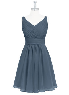 Azazie Grace Bridesmaid Dresses Neptune A-Line Pleated Chiffon Dress image7