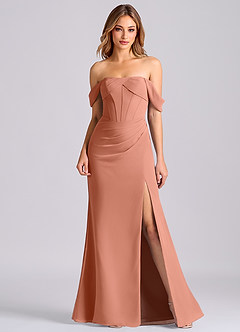 Azazie Joanne Vestidos de damas de honor Vestido de Mai Tai de Gasa de Corte Sirena con Vestidos sin tirantes image1