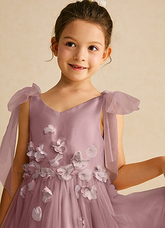 Azazie Minia Jurken voor bloemenmeisjes A-Lijn Jurk van Mat Satijn Boog Stoffige Roos image4