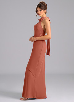 Azazie Velli Bridesmaid Dresses Clay Mermaid Bow Chiffon Dress image5