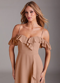 Azazie Lyra Bridesmaid Dresses Champagne Rose A-Line Chiffon Convertible Dress image2