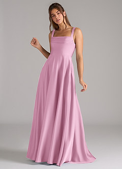 Azazie Shaude Bridesmaid Dresses Candy Pink A-Line Pleated Stretch Satin Dress image11