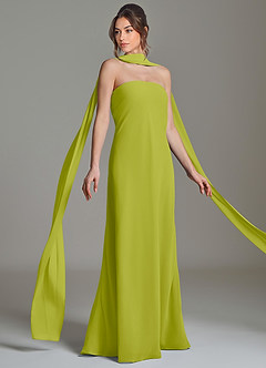 Azazie Ilana Bridesmaid Dresses Lemongrass A-Line Strapless Chiffon Dress image5