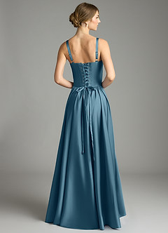 Azazie Evadina Suknie dla druhen Linia A Gorset Satyna elastyczna Do ziemi Sukienka image2