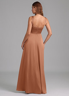 Azazie Rosaline Brautjungfernkleider A-Linie Seitliche Cut-Outs Stretch-Satin Kleid Bronzer image2