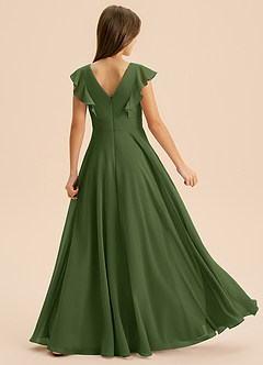 Azazie Anysa Junior Robe Trapèze en Mousseline de soie Rayé Olive image2