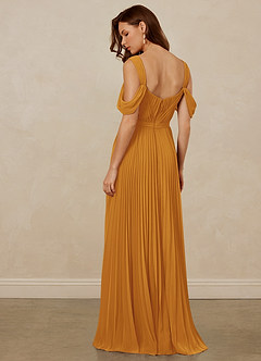Christian Siriano Bridal for Azazie 1013 Bridesmaid Dresses Butterscotch A-Line Off the Shoulder Chiffon Dress image4