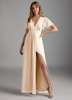 Azazie Zaniah Bridesmaid Dresses White Alabaster A-Line Chiffon Dress image4