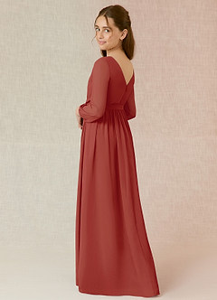 Azazie Angelica Junior Terracotta A-Line Pleated Chiffon Dress image2