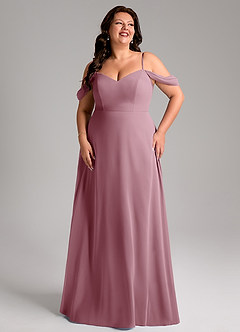 Azazie Marley Bridesmaid Dresses Vintage Mauve A-Line Off the Shoulder Chiffon Convertible Dress image13