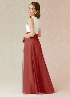 Azazie Albertine Junior Terracotta A-Line Lace Chiffon Dress image2