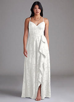 white rose bridesmaid dresses Azazie Naeem Floral Burnout stretch fabric for comfort