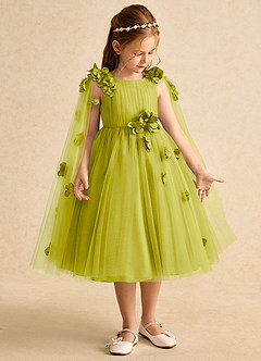Azazie Staria Flower Girl Dresses Lemongrass Ball-Gown Ruched Tulle Dress image7