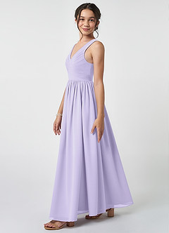 Azazie Keyla Junior Lilac A-Line Pleated Chiffon Dress image3
