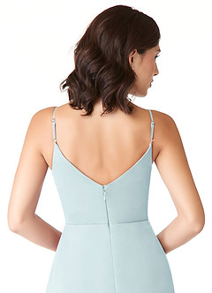 Azazie Evalin Bridesmaid Dresses Mist A-Line V-Neck Pleated Mesh Dress image6