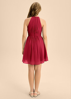 Azazie Bonnie Junior Scarlet A-Line Pleated Chiffon Dress image2