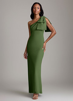 Azazie Yuanna Bridesmaid Dresses Olive Mermaid One Shoulder Chiffon Dress image1