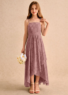Azazie Twilight Girls Formal Flower Girl Klänningar Klänning A-linje i Blommig Utbrändhet Plisserad image5