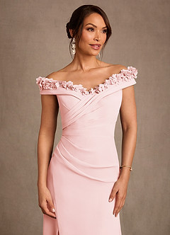 Azazie Jettie Mother of the Bride Dresses Blushing Pink Sheath Pleated Chiffon Dress image5