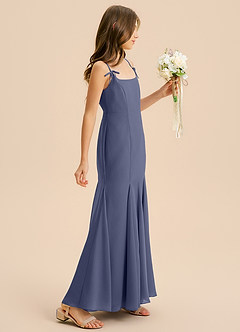 Azazie Evey Junior Abito Sirena in Chiffon Plissettato Stormy image5