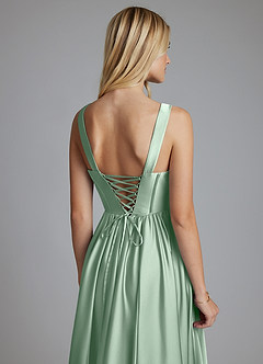 Azazie Delmie Vestidos de damas de honor Vestido de Agave de Satén Elástico de Corte en A con Corsé image3