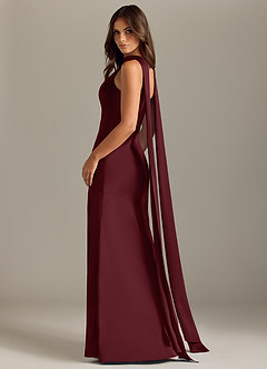 Azazie Kinsley Vestidos de damas de honor Vestido de Cabernet de Satén Elástico de Corte Sirena con Corte Lateral image6