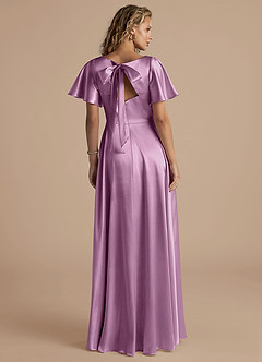 Azazie Kimber Bridesmaid Dresses Wisteria A-Line Ruched Metallic Satin Dress image4