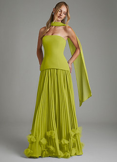 Azazie Alex Bridesmaid Dresses Lemongrass A-Line Corset Chiffon Dress image3