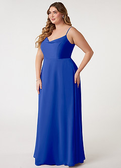 Azazie Daenerys Bridesmaid Dresses Royal Blue A-Line Cowl Chiffon Dress image10
