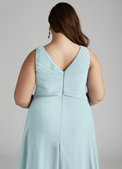 Azazie Flora Bridesmaid Dresses Mist A-Line Pleated Chiffon Dress image14