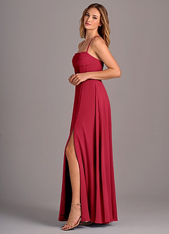 Azazie Carolyn Bridesmaid Dresses Scarlet A-Line Pleated Chiffon Dress image3