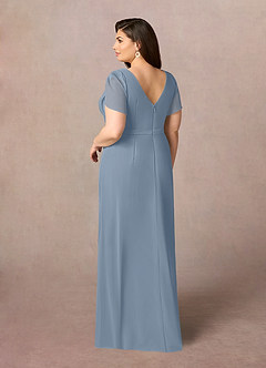 Azazie Marianne Mother of the Bride Dresses Dusty Blue Sheath V-Neck Pleated Chiffon Dress image9