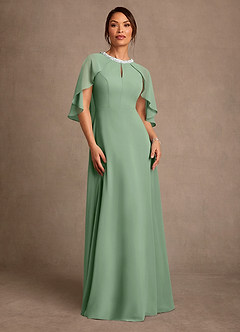 Azazie Winnifred Suknie dla Matki Panny Młodej Linia A Zroszony Szyfon Długość podłogi Sukienka image1