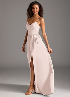 Azazie Zeya Bridesmaid Dresses Blushing Pink A-Line Pleated Stretch Satin Dress image7