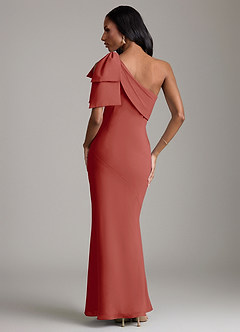 Azazie Yuanna Bridesmaid Dresses Terracotta Mermaid One Shoulder Chiffon Dress image6