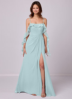 Barbie ♥ Azazie Bridesmaid Dresses Mist A-Line Off the Shoulder Chiffon Convertible Dress image7