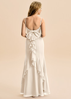 Azazie Lioren Junior White Alabaster Mermaid Bow Chiffon Dress image3