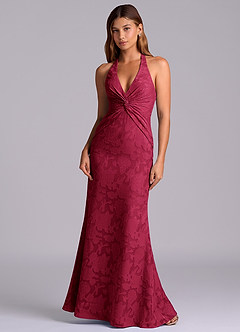 Azazie Valerie Jurken voor thuis passen Jurk van Bloemen Burn-out met Zeemeermin Geplooid Bourgondië image3