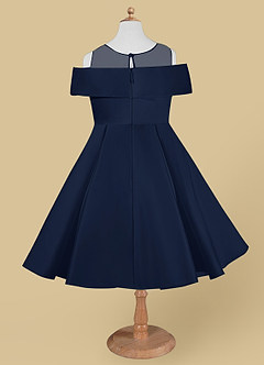 Azazie Shirin Flower Girl Dresses Dark Navy A-Line Off the Shoulder Matte Satin Dress image6