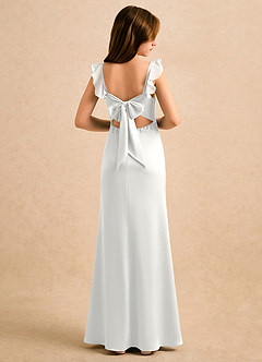Azazie Novalie Girls Formal Flower Girl Dresses White Mermaid Bow Stretch Satin Dress image1