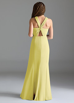 Azazie Rue Junior Abito Sirena in Chiffon Spacco Laterale Sorbetto Al Limone image2