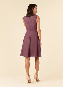 Azazie Theron Kleider für die Brautmutter A-Linie V-Hals Gefaltet Chiffon Kleid Sangria image2