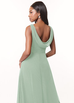 Azazie Karina Bridesmaid Dresses Agave A-Line Pleated Chiffon Dress image4